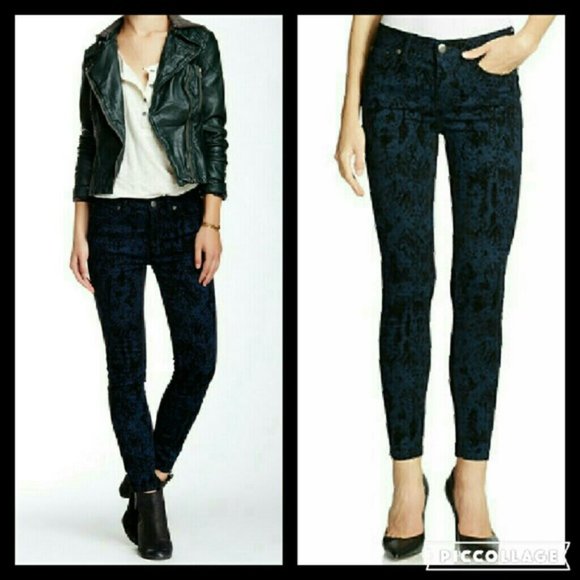 Free People Pants - Free People black brocade embroidery skinny pants